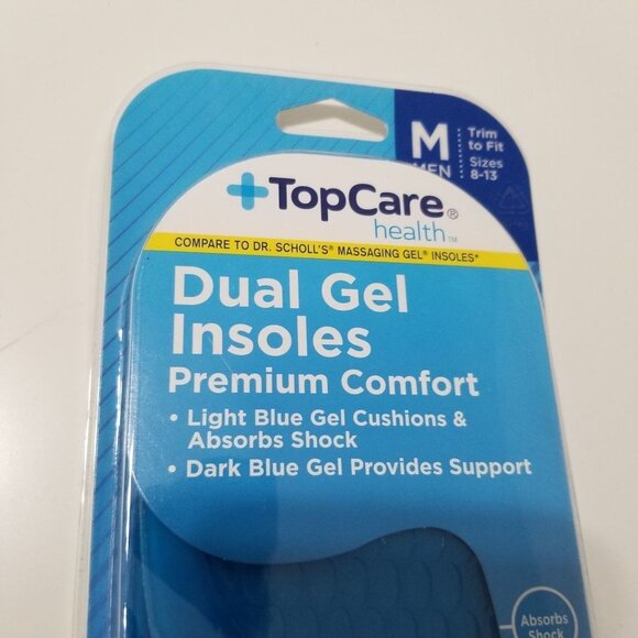 NWT TopCare Men's Premium Comfort Insoles Dual Gel - Picture 8 of 9